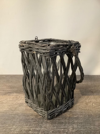 main photo of Wicker and Glass Rectangular Basket