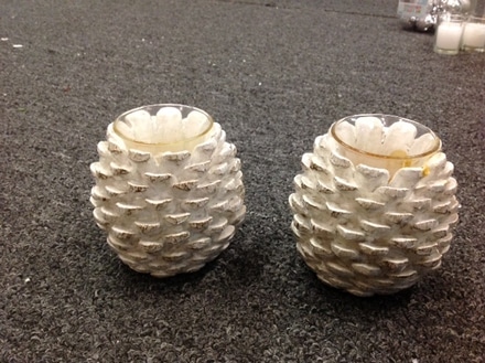main photo of 4" pine cone candle set of