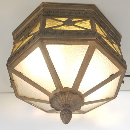 main photo of Flush Mount Octagonal Brass Ceiling Lamp