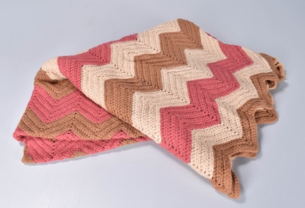 main photo of Crochet Blanket with Three Color Zig Zag Pattern