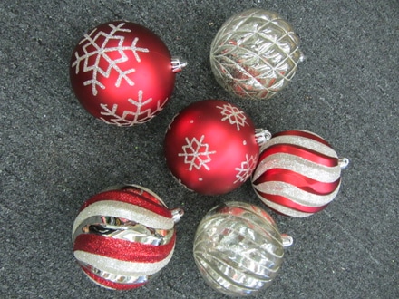 main photo of 6" Red & Silver Ornaments