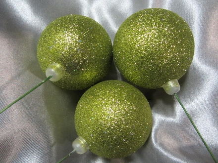 main photo of Glitter Lime Ornaments, 2.5" diameter