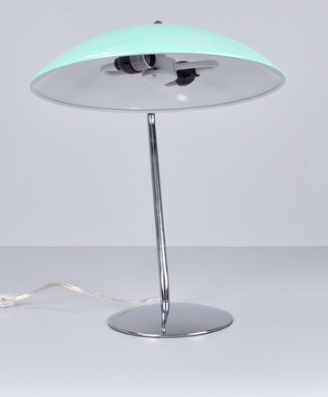 main photo of Mid Century Style Table Lamp w/ Light Blue Metal Shade