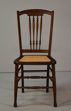 main photo of Wood Chair with Caned Seat and 4 spindles on Back