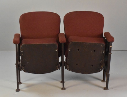 main photo of Two (2) Connected Upholstered Theater Seats w/ Shell Motif Caps