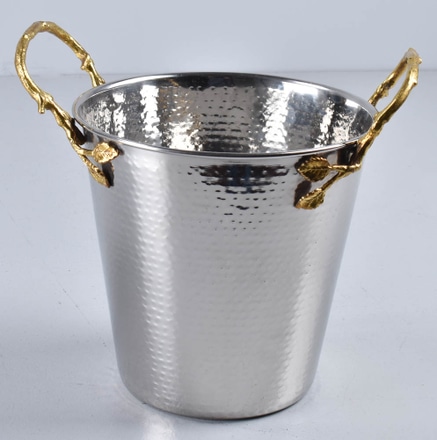 main photo of Hammered Chrome Champagne Bucket with Brass Handles