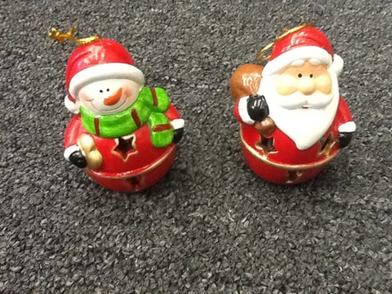 main photo of Snowman and Santa Claus light up ornaments
