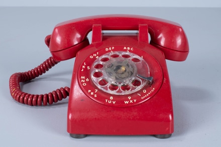 main photo of Red Rotary Desktop Phone; ITT