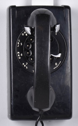 main photo of Black Rotary Wall Phone w/ Metal Dial; Western Electric