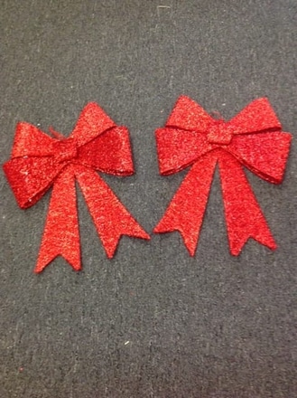 main photo of 14" red glitter bows