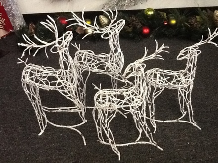 main photo of White Reindeer sculptures. H: 19" W: 6"
