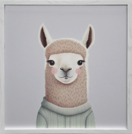 main photo of Cleared print on paper:  Llama with knitted sweater