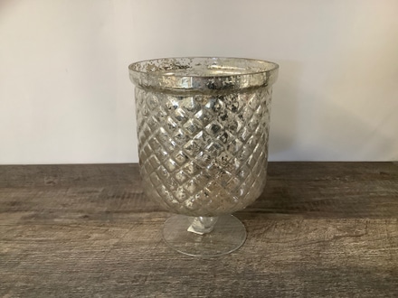 main photo of Mercury Glass Hobnail Footed Vase