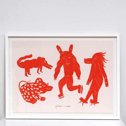 main photo of Large Framed Print: Four Creatures Red
