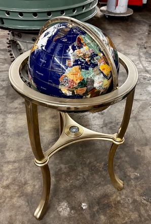 main photo of Gemstone World Globe on Brass Stand