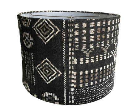 main photo of Lampshade; Geometric print, drum shape, modern mud-cloth