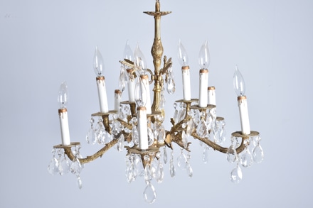 main photo of Brass and Crystal Chandelier