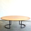 Oak and Metal Based Oval Dining Table