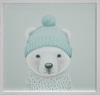 Cleared print on paper:  Polar bear with knitted cap and sweater