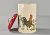 Tin Canister w/ Rooster Motif & Red Lid
