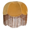 Lamp Shade; Velvet, golden yellow, scalloped edge with tassels,