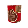 Lamp Shade; African print drum shade, red, gold brown pattern,