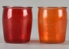 Pair of Red & Orange Glass Jars