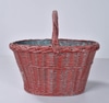Wicker Basket with Single Center Handle - Painted Maroon