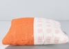 Square Throw Pillow w/ Half Orange & Half Checked Pattern