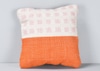 Square Throw Pillow w/ Half Orange & Half Checked Pattern