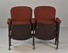 Two (2) Connected Upholstered Theater Seats w/ Shell Motif Caps