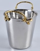 Hammered Chrome Champagne Bucket with Brass Handles