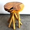 Round Wood Slice Side Table w Sticks Base