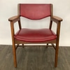 Wooden Arm Chair with Red Leather Seat