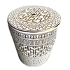 White & Gold Porcelain Cylinder Side Table