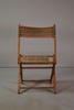 Folding Wood Garden Chair w/ Orig. Orange & Green Stripe Fabric
