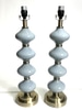 Blue Gray Porcelain and Brass Lamp