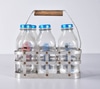 Glass Milk Bottles in Metal Carrying Crate