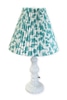 Lamp Shade; cream & teal tree design, accordion sides,