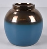Ceramic Blue and Iridescent Brown Ginger Jar Vase