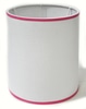 Lamp Shade; cotton white with pink striped edge, barrel shape