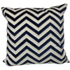 Pillow, cream and navy chevron design; blue velvet back
