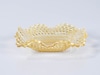 Amber Glass Candy Dish Diamond Cut w/ Ruffled Edge