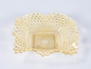 Amber Glass Candy Dish Diamond Cut w/ Ruffled Edge