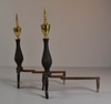 Pair of Andirons; Black w/ Gold Finial