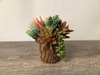 SILK Succulent Cocktail Table Arrangements in Wood Cylinder