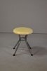 Upholstered Chrome Stool w/ Four Angled Legs