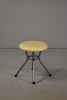 Upholstered Chrome Stool w/ Four Angled Legs