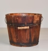 Wood Bucket with Two Wire straps & Wire Handle