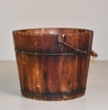 Wood Bucket with Two Wire straps & Wire Handle